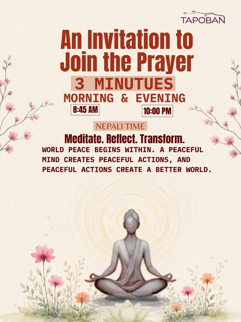 Invitation to join the three-minute world peace prayer